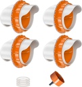 DIY Chicken Feeders No Waste, 4 Ports Poultry Feeder with Hole Saw for Buckets Troughs Orange