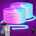 100FT RGB LED neon Rope Lights LED neon Lights with Remote/APP Control 24V IP65 Waterproof Flexible Neon LED Strip Lights for Bedroom Room Outdoors Decor（2 Rolls of 50ft）
