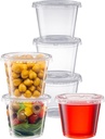 Pantry Value [5.5 oz. - 100 Count Clear Disposable Plastic Portion Cups with Lids - Small Plastic Condiment Containers for Sauce, Salad Dressings & Portion Control