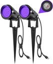 ZUCKEO Halloween Outdoor Black Light Spotlight LED Blacklight, 15W Dusk to Dawn Spot Lights Landscape Lighting with US Plug for Glow Party Body Paint Fluorescent Yard Decor(2Pack)