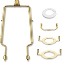 Lamp Shade Holder, 7 8 9 10 inch Adjustable Lamp Harp, Hardware Parts Included Brass Harp Frame and Finials, Standard Saddle, E14 E26 E27 Light Base UNO Fitter Adapter, Lamp Bracket Accessories (Gold)