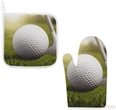 Sport Golf Ball Oven Mitts and Pot Holders Set of 2 Heat Resistant Non-Slip Oven Gloves Hot Pads Waterproof Oven Mitten for Cooking Microwave BBQ Baking Grilling