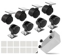 8 PCS 1" Free Punching Pastable Plate Caster with Stickers and Screws, Self Adhesive Swivel Wheels, 360° Rotation Universal Wheel, for Small Appliances, Furniture, Trash Can, Storage Box