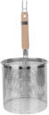 Angoily Mesh Pasta Basket Food Strainer Hot Pot Colander with Round Wooden Handle Stainless Steel Mesh Spider Strainer for Pasta Noodles Dumpling Vegetable