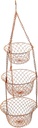 KLKCMS Iron Hanging Organizer Rack, Metal Fruit Basket for Ceiling, Copper