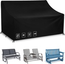 Outdoor Glider Bench Cover with Buckle, Waterproof 2-Person Patio Rocking Chair for Adirondack Double Bench, 420D Heavy Duty Oxford Fabric, Wind-Proof/Anti-UV (Black,44*30*35/24)