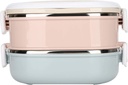 1800ml Lunch Box, 304 Stainless Steel Adult Lunch Containers Portable Leakproof Eco-Friendly Hot and Cold Food Stackable Bento Box Food Storage for Office Outdoor Travel（2 Layer）