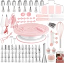 Cake Decorating Kit,137pcs Cake Decorating Supplies with Cake Turntable for Decorating,Pastry Piping Bag,Russian Piping Tips Baking Tools, Cake Baking Supplies for Beginners(Light Pink)