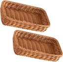 2pcs Storage Box for Kitchen Fork Spoon Holder Rectangular Cutlery Organizer Woven Tableware Holder Rattan Basket Box