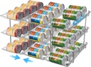 Stackable 3-Tier Can Organizer for Pantry, Clear Beverage Storage Rack, Flexible Modular Setup