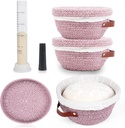 Stackable Cotton Banneton Proofing Basket Set, With Pro Sourdough Aliquot Jar for Rise Tracking – 2 x 10 inch Oval Bread Basket, Sourdough Baking Tools for Artisan Bread Makers