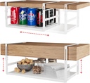 Under Shelf Storage Basket Organizer Expandable - Adjustable Width Height Cabinet Space Saver - Clip On Metal Hanging Rack - 30lb Capacity Kitchen Office Bathroom Declutter Solution - 2 Pack, White