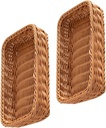 balacoo 2pcs Rectangular Imitation Rattan Tray Cutlery Storage Basket Silverware Caddy for Party