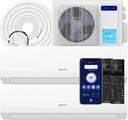 DELLA 18K BTU 2 Zone 9000 9000 BTU Mini Split AC & Heat Pump, Energy Star 22 SEER2 Inverter 230V Ductless AC System for Rooms up to 800 Sq.Ft, WiFi & Voice Control, Pre-Charged,16.4ft Install Kit