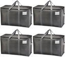 VENO 4 Pack Moving Bags, Heavy Duty, Moving Boxes Alternative, Packing Storage Supplies for Dorm Room Essentials with Zipper for Clothes, Extra Large Totes for Packaging (Dark Gray, 4 Pack)