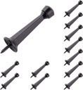 HOME MASTER HARDWARE 12-Pack Heavy Duty Solid Rigid Door Stop - 3" Door Stopper with Matte Black Finish and Plastics Tip for Wall and Door Protection