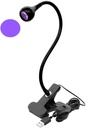 ZOELASS Upgraded Big Chip 395nm UV LED Black Light fixtures with Gooseneck and clamp for UV Gel Nail and Ultraviolet Curing, Portable Blacklight 5V USB Input (Black 2W)