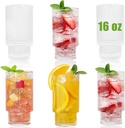 Ribbed Glassware Vintage Drinking Glasses - 16 oz Glassware Stackable Highball Origami Style Glass Cup Fluted Vertical Stripes Romantic Water Drinking Cups Set of 6 Dishwasher Safe