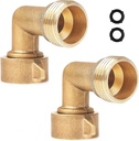 90 Degree Hose Elbow, Garden Hose Elbow For RV Water Hoses, 3/4" Solid Brass Hose Connect, Residential Outdoor Faucets, Rv Freshwater Hoses &Fittings 2 Pack
