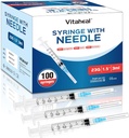100 Pack 3ml with 23Ga 1.5 inch, Lab Supplies, Luer Lock, Individually Packaged
