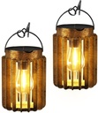Solar Lanterns Outdoor Waterproof, Brighter Up to 12 Hrs Outdoor Hanging Solar Lights, Outside Hanging Lanterns for Garden Porch Patio Yard Decor, Gifts for Women Mom Father 2 Pack