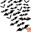 Bobobag 120 Pcs 3D Bats Halloween Decorations,Halloween Wall Decor 4 Sizes Black Bats Sticker for Wall Window