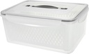 STOBAZA Food Fresh Storage Container with Lid Removable Drain Basket Fruit Vegetable Organizer Box for Fridge Keep Fresh Dry for Meat Snacks Bread and More