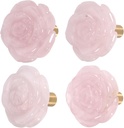 Rockcloud Pack of 4 Rose Crystal Drawer Knobs Cupboard Pulls Handle Cabinet Flower Knobs Furniture Hardware, Rose Quartz