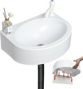Wall Mount Bathroom Sink 17.7"x13.4" No-Drill Installation Self-Adhesive Wash basin with 1.26 Faucet Hole Bathroom Sinks Floating Vanity Sink for Lavatory Room Basin Plastic Rv Sink for Home Garage