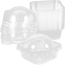 Unomor 50pcs Cupcake Storage Boxes Macaron Packaging Boxes Round Pet Dessert Containers for Wedding