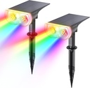 Linkind RGB Christmas Solar Lights Outdoor Waterproof IP67 StarRay Color Changing Spot Lights Outdoor for Yard Garden Pathway Holiday Christmas Decorations (Multicolor, 2 Pack)