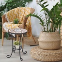 VCUTEKA Outdoor Side Table Mosaic Patio Table Accent Tables Mosaic Tile Top Metal Frame Small End Tables Porch Beach Patio Garden Balcony Russet 14''