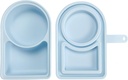 1 Pack Silicone Containers, Reusable Snack Containers Double Compartments, Mini Food Box for Travel Lunch Gym/Adults(blue)